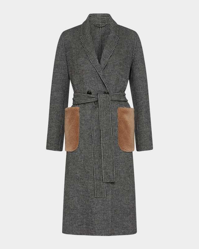 Terzo Houndstooth Wool Pocket Coat